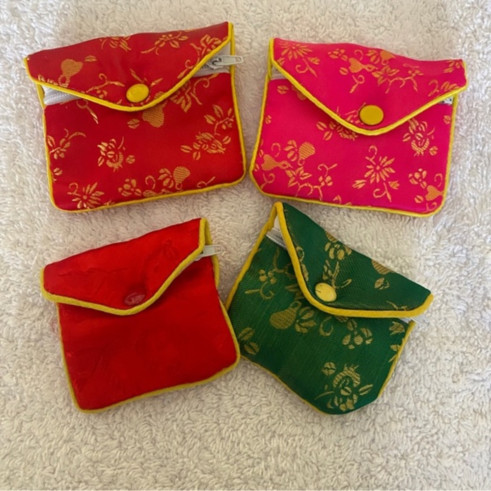 Satin Jewelry Pouches Set of 4, Jewelry Bag, Zipper and Snap Closure